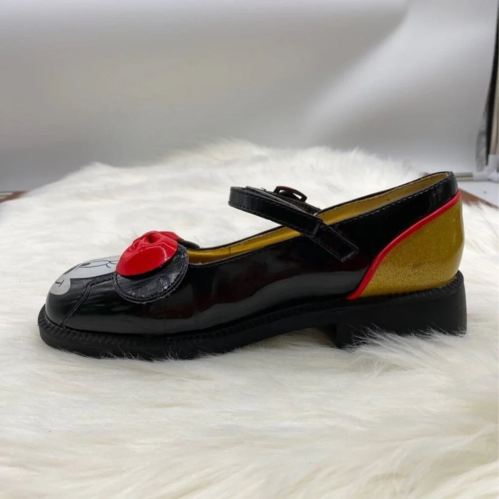 Vintage Disney Shoes Girls Sz 2-3 Minne Mouse Mary Jane Black Bow Buckle